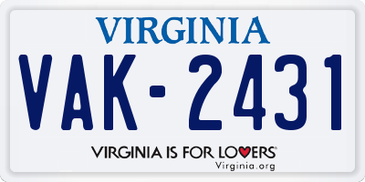 VA license plate VAK2431
