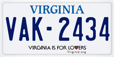 VA license plate VAK2434