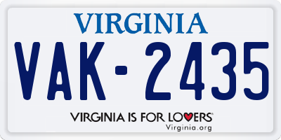 VA license plate VAK2435