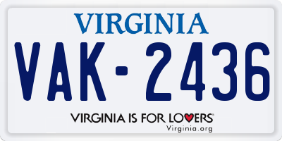 VA license plate VAK2436