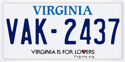 VA license plate VAK2437