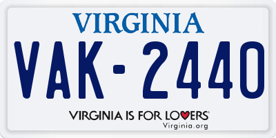 VA license plate VAK2440