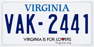 VA license plate VAK2441