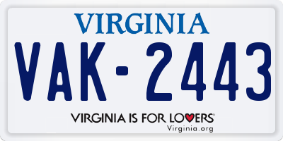 VA license plate VAK2443