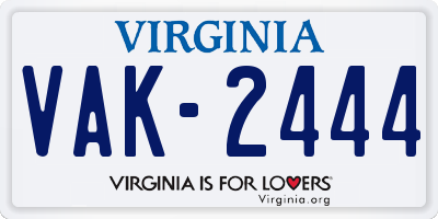VA license plate VAK2444