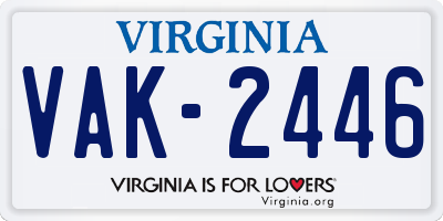 VA license plate VAK2446