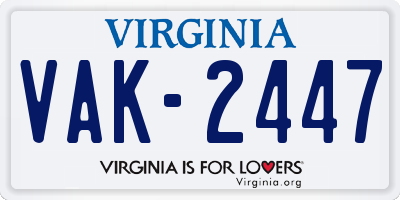 VA license plate VAK2447