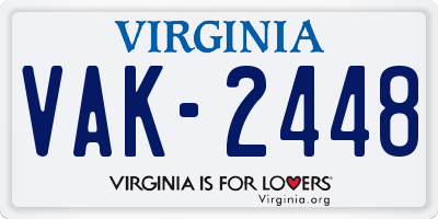 VA license plate VAK2448