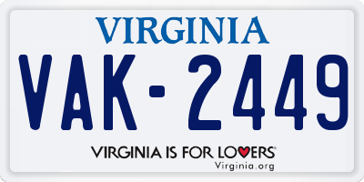 VA license plate VAK2449