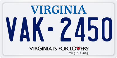 VA license plate VAK2450