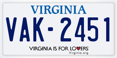 VA license plate VAK2451