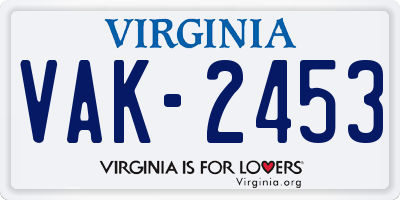 VA license plate VAK2453