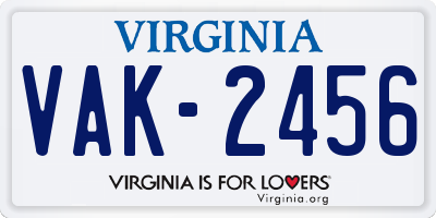 VA license plate VAK2456