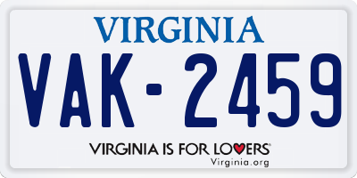 VA license plate VAK2459