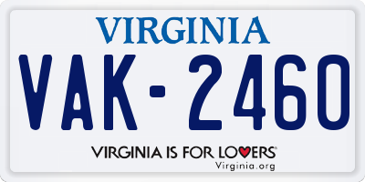 VA license plate VAK2460