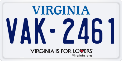 VA license plate VAK2461