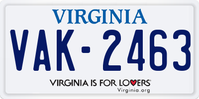 VA license plate VAK2463