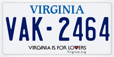 VA license plate VAK2464