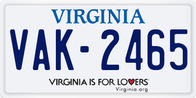 VA license plate VAK2465