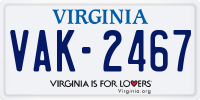 VA license plate VAK2467