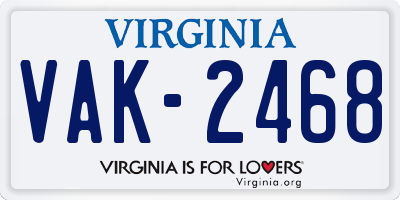 VA license plate VAK2468
