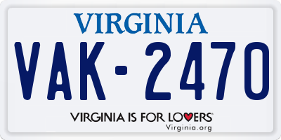 VA license plate VAK2470