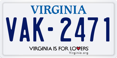 VA license plate VAK2471