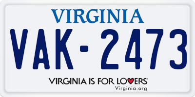 VA license plate VAK2473