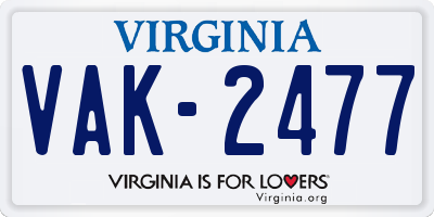 VA license plate VAK2477