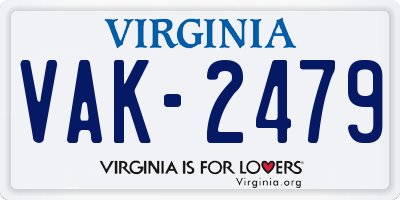 VA license plate VAK2479
