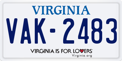 VA license plate VAK2483