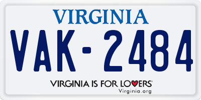 VA license plate VAK2484