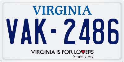 VA license plate VAK2486