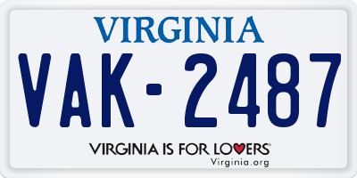 VA license plate VAK2487