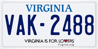 VA license plate VAK2488