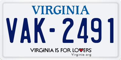 VA license plate VAK2491
