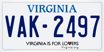 VA license plate VAK2497