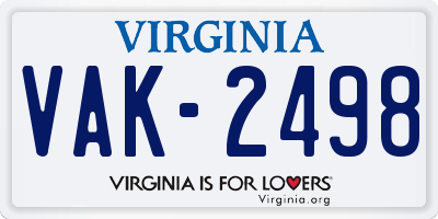 VA license plate VAK2498