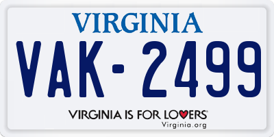 VA license plate VAK2499