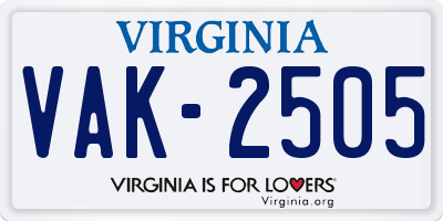 VA license plate VAK2505