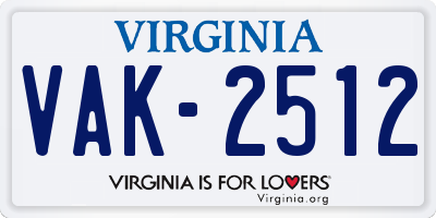 VA license plate VAK2512
