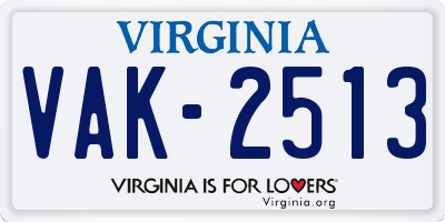 VA license plate VAK2513