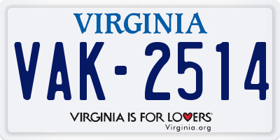 VA license plate VAK2514