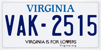 VA license plate VAK2515