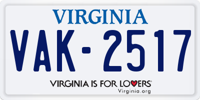 VA license plate VAK2517