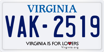 VA license plate VAK2519