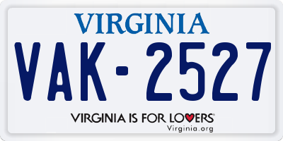 VA license plate VAK2527
