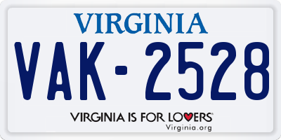 VA license plate VAK2528