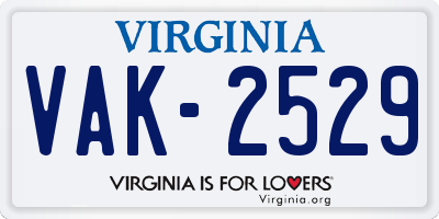 VA license plate VAK2529