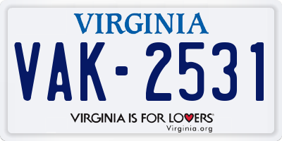 VA license plate VAK2531
